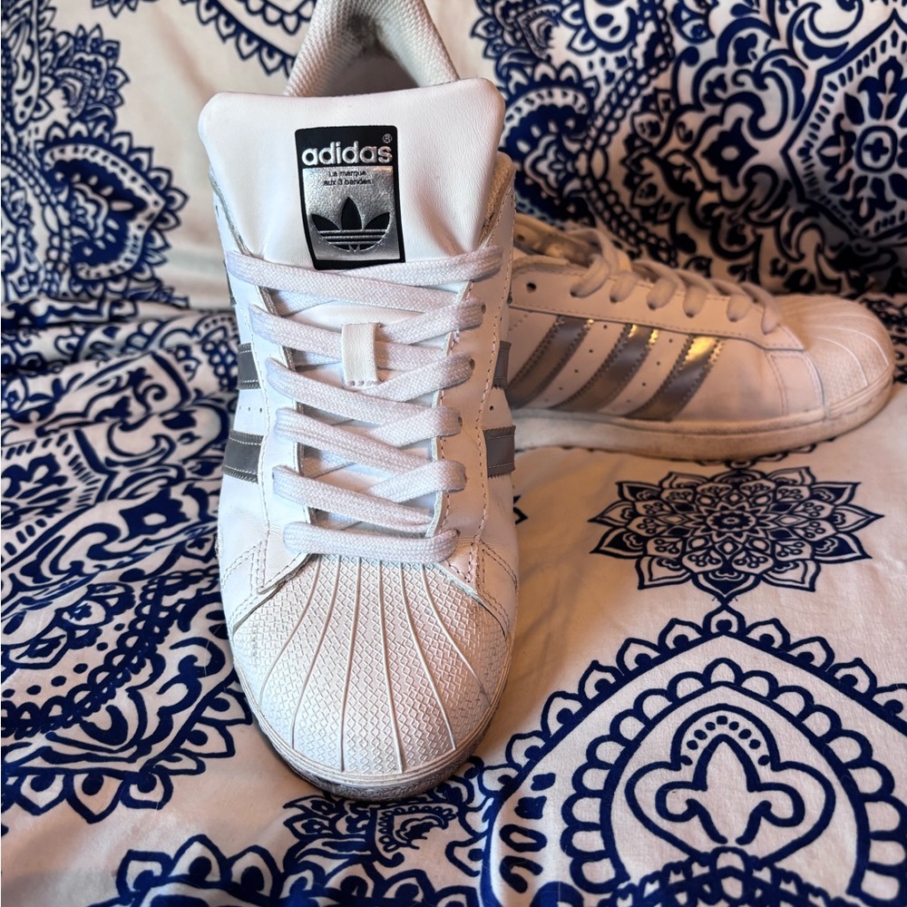 Adidas White and Metallic Sneakers